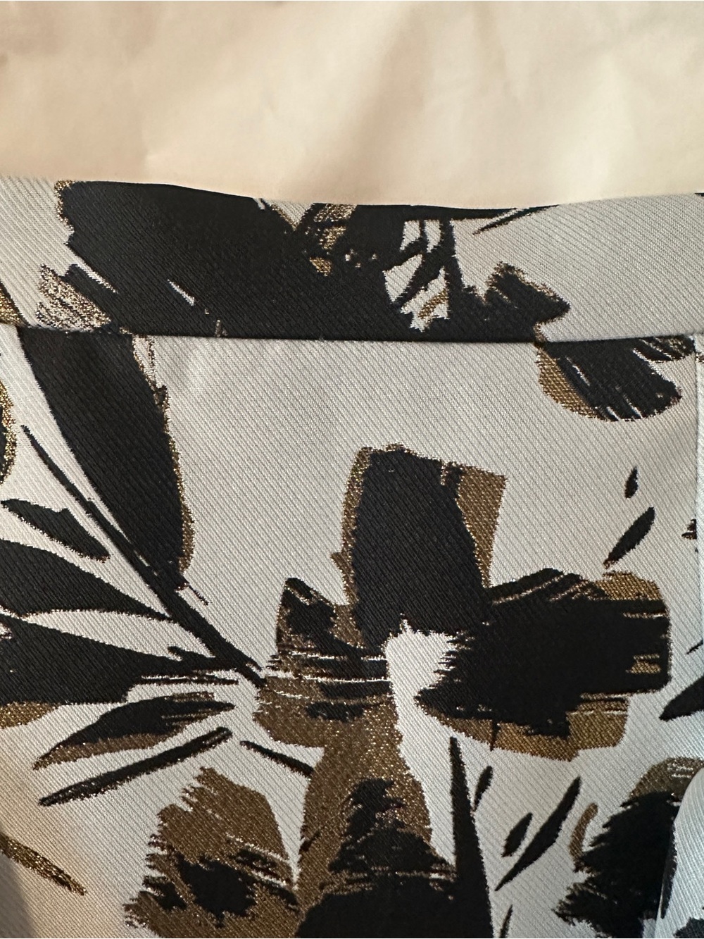 Eliza J White High-Low Floral Skirt with Black & Gold Accents - Picture 2 of 4